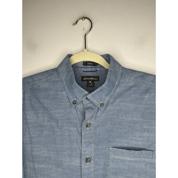 Eddie Bauer Men’s Classic Fit Button Down Shirt Blue Collared Size Medium - Picture 2 of 10